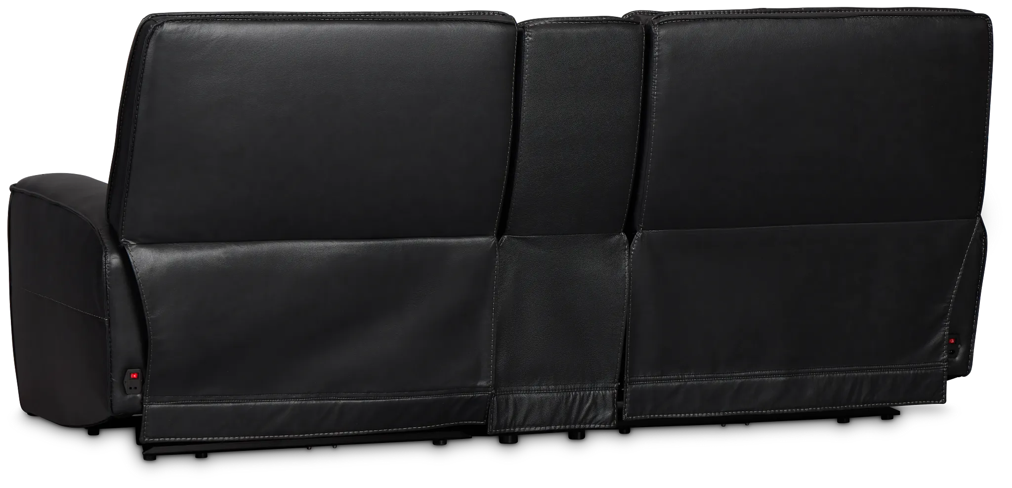 Miles Black Lthr/vinyl 3-piece Dual Power Modular Sofa With Console