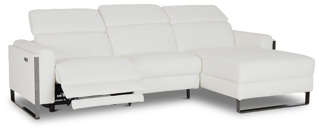 Atlas White Lthr/vinyl Right Chaise Power Reclining Sectional