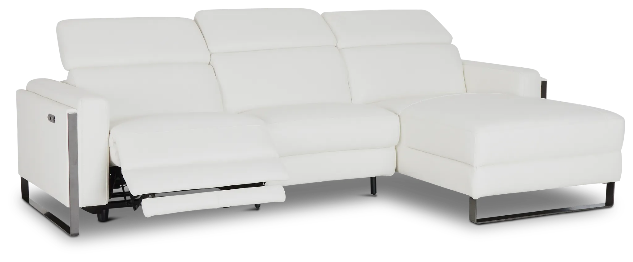 Atlas White Lthr/vinyl Right Chaise Power Reclining Sectional