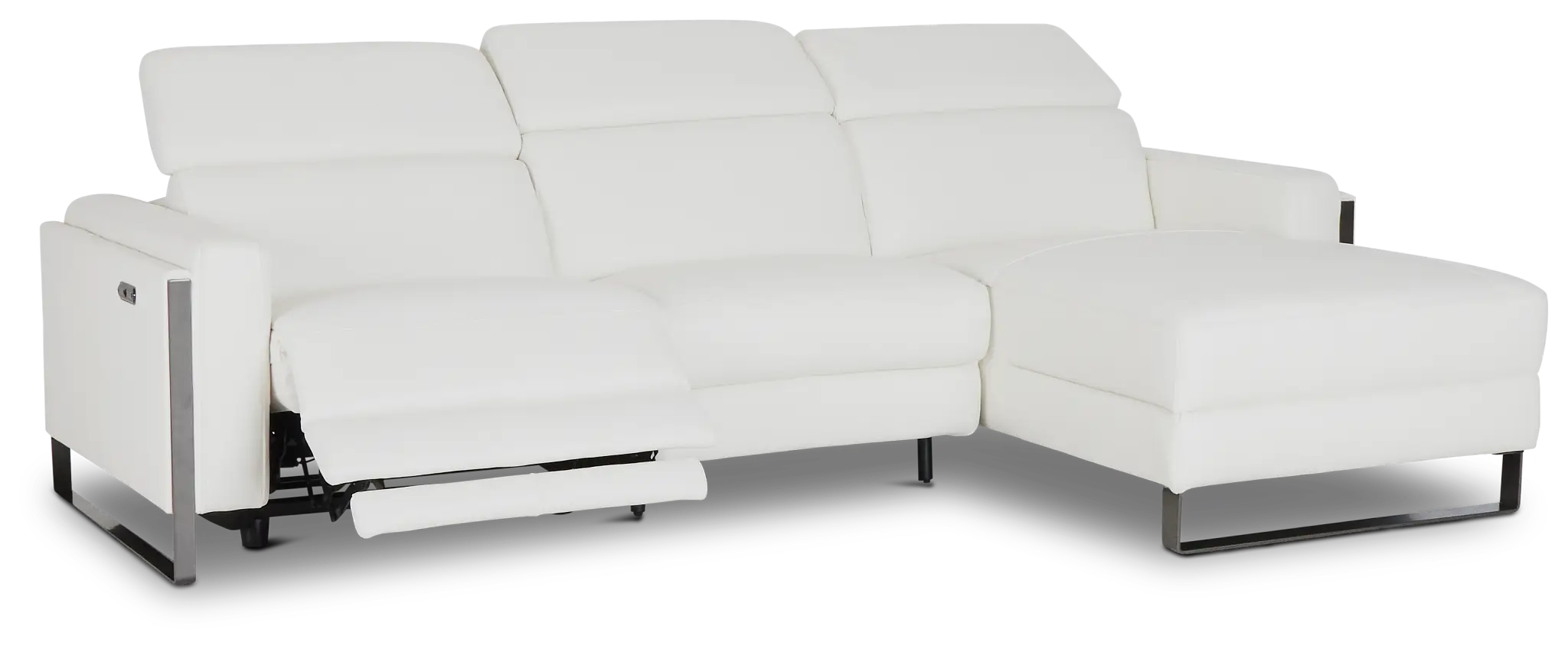 Atlas White Lthr/vinyl Right Chaise Power Reclining Sectional Atlas White Lthr/vinyl Right Chaise Power Reclining Sectional