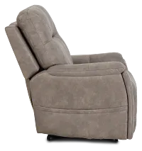 Akron Taupe Micro Power Lift Recliner With Power Lumbar