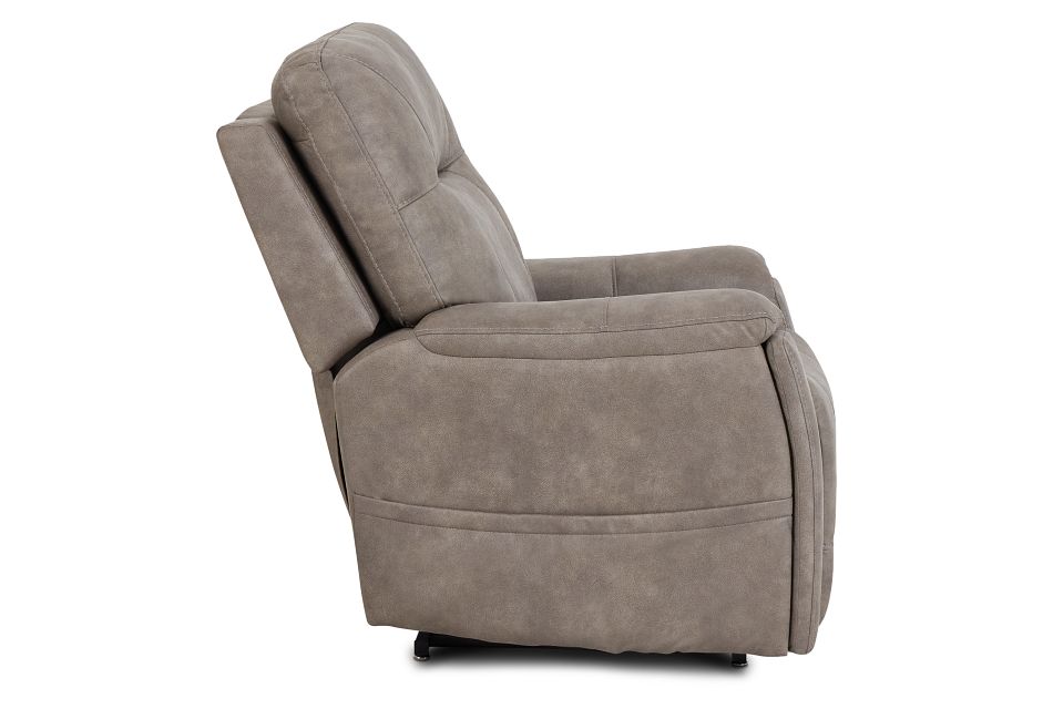 Akron Taupe Micro Power Lift Recliner With Power Lumbar