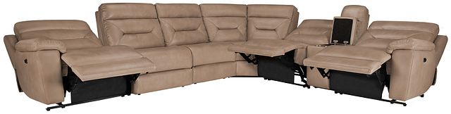 Phoenix Dark Beige Micro Large Two-arm Power Reclining Sectional