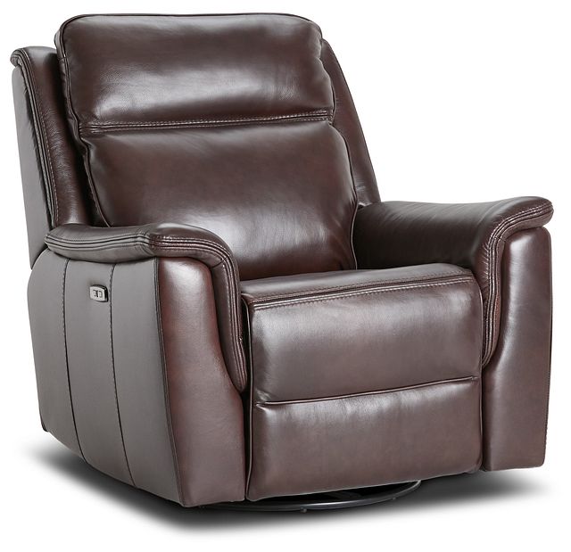 Aiden Brown Leather Power Glider Recliner With Power Headrest