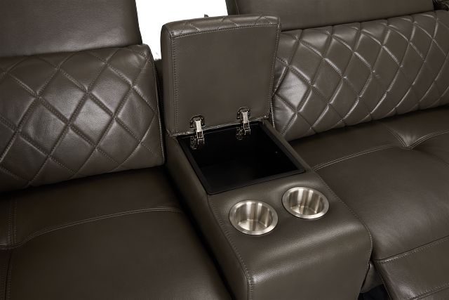 Ava Dark Gray Micro Large Dual Power Right Chaise Sectional