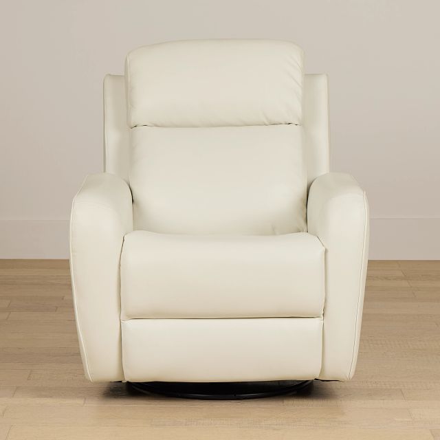 Julian White Lthr/vinyl Power Swivel Glider Recliner