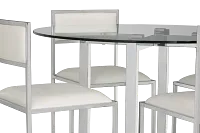 Amalfi White Glass Round Table & 4 Metal Chairs