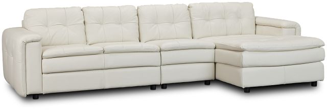 Rowan Light Beige Leather Small Right Chaise Sectional