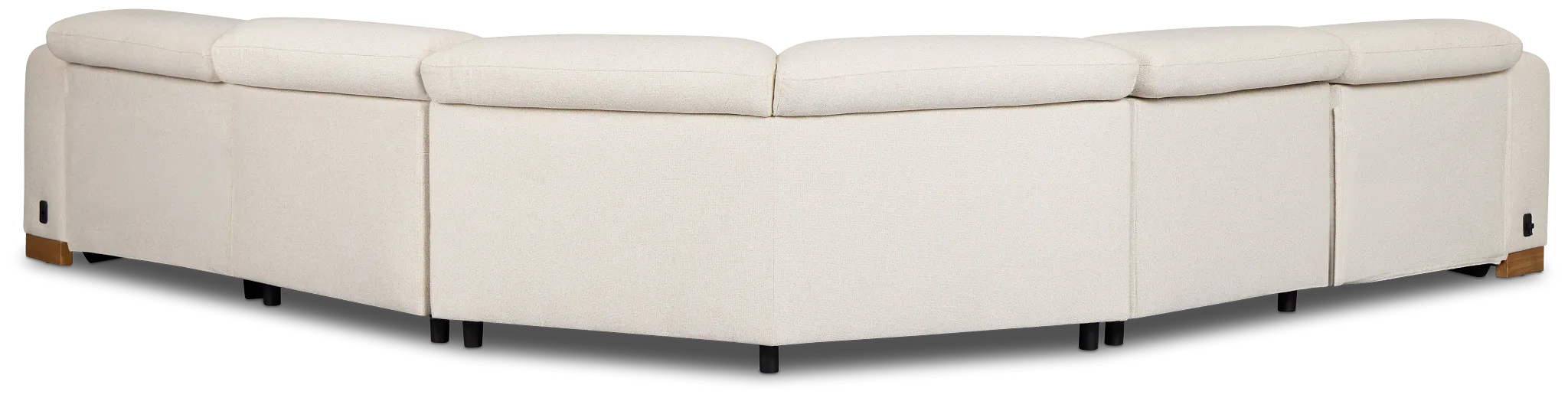 Leona Light Beige Fabric Small Dual Power Reclining Two-arm Sectional