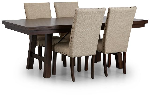 Jax Beige Rect Table & 4 Upholstered Chairs