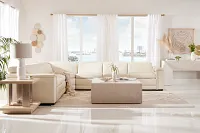 Ainsley White Leather Large Dual Power Reclining Two-arm Sectional