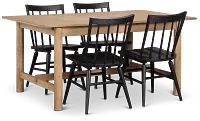Taylor Light Tone Rect Table & 4 Wood Chairs