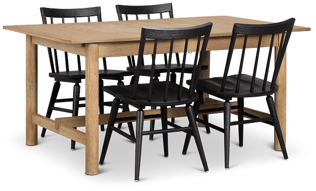 Taylor Light Tone Rect Table & 4 Wood Chairs