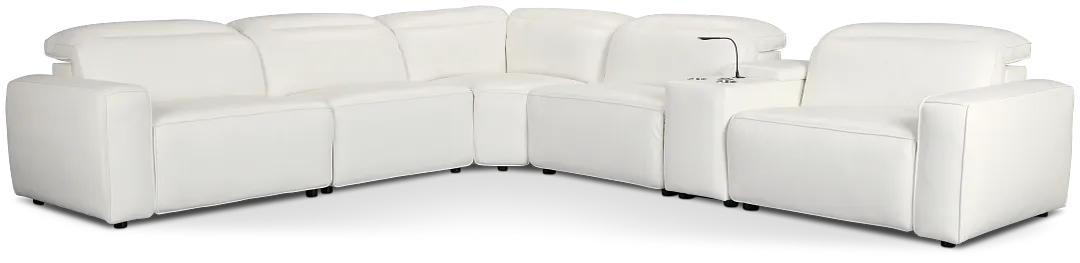 Tidal White Lthr/vinyl Medium Dual Power 2-arm Reclining Sectional