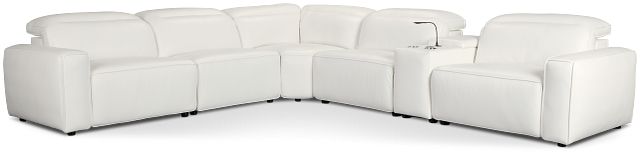 Tidal White Lthr/vinyl Medium Dual Power 2-arm Reclining Sectional