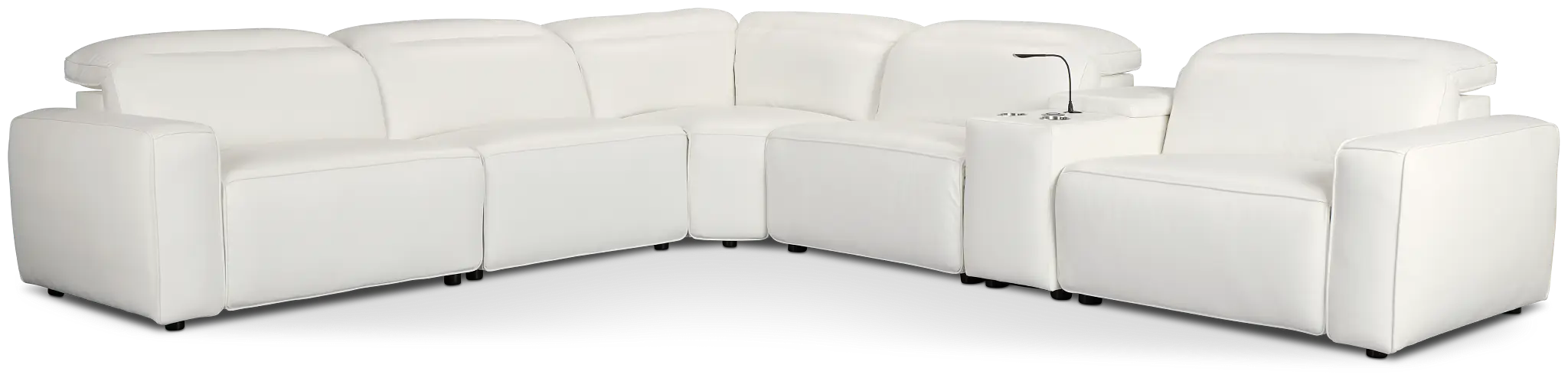 Tidal White Lthr/vinyl Medium Dual Power 2-arm Reclining Sectional Tidal White Lthr/vinyl Medium Dual Power 2-arm Reclining Sectional