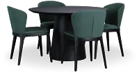 Nomad Black 47" Round Table & 4 Dark Green Chairs W/ Black Legs