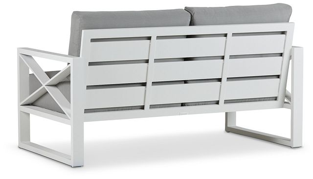 Linear White Dark Gray Aluminum Loveseat