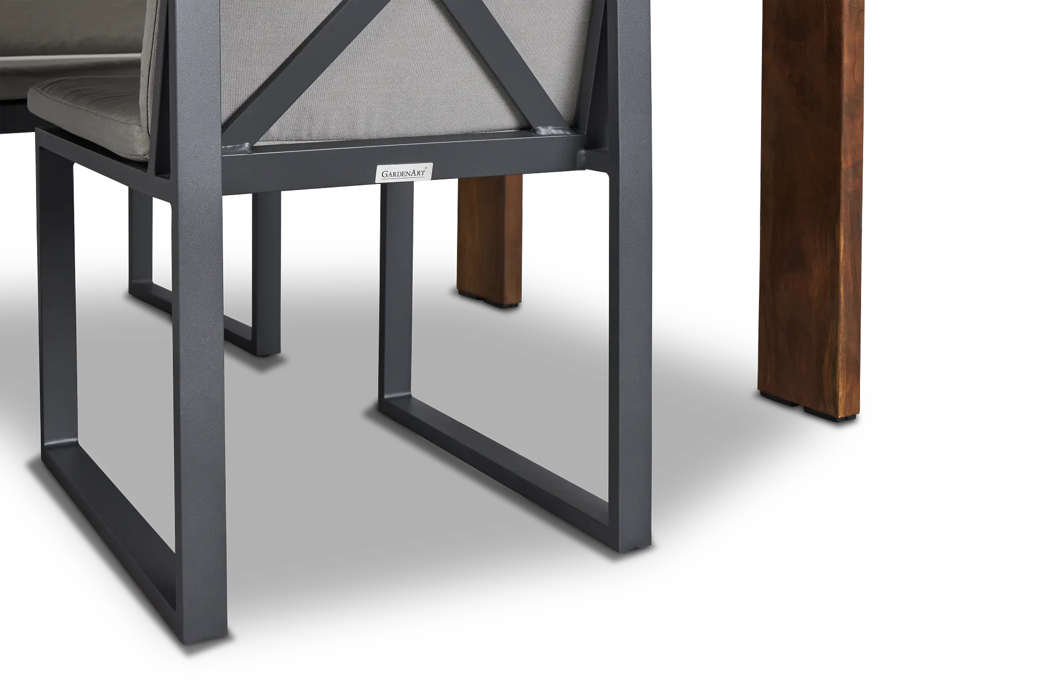 Linear Dark Gray 102" Teak Table & 4 Cushioned Side Chairs Linear Dark Gray 102" Teak Table & 4 Cushioned Side Chairs