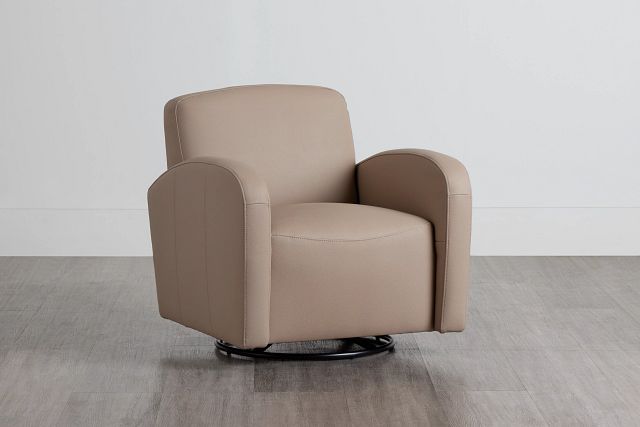 Axis Light Taupe Vinyl Swivel Accent Chair
