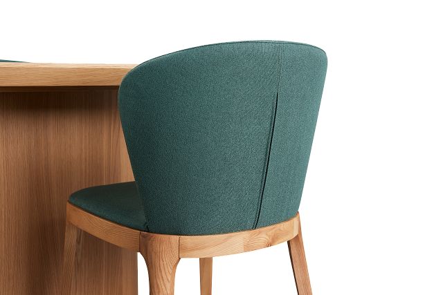 Nomad Light Tone 94" Oval Table & 4 Dark Green Chairs W/ Light Tone Leg