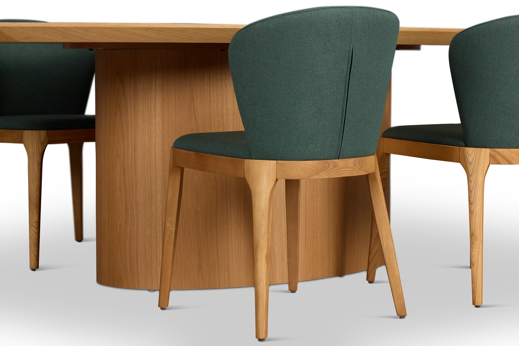 Nomad Light Tone 94" Oval Table & 4 Dark Green Chairs W/ Light Tone Leg