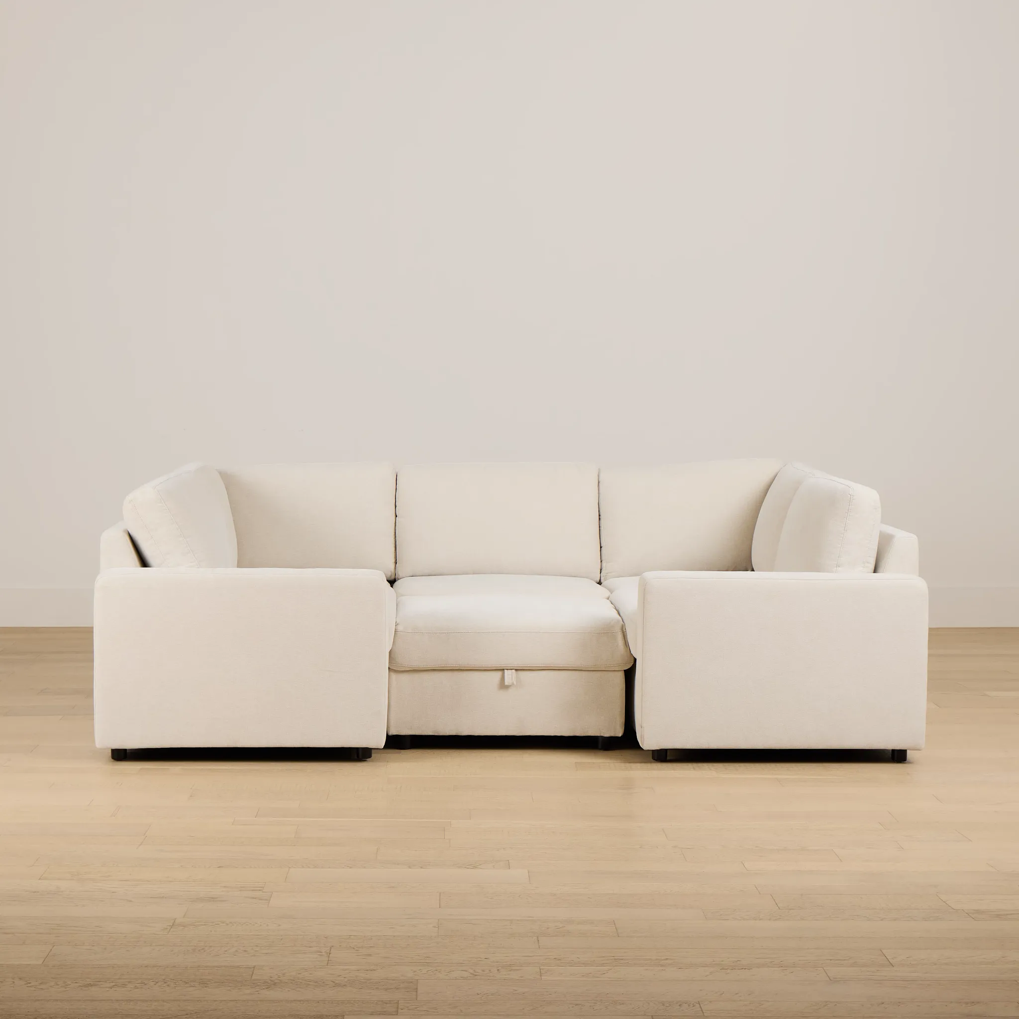 Addie Beige Fabric 6-piece Pit Storage Sectional