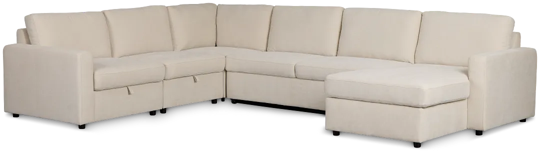Addie Beige Fabric Medium Right Chaise Storage Sleeper Sectional