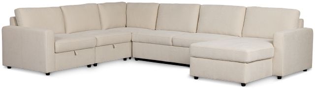 Addie Beige Fabric Medium Right Chaise Storage Sleeper Sectional