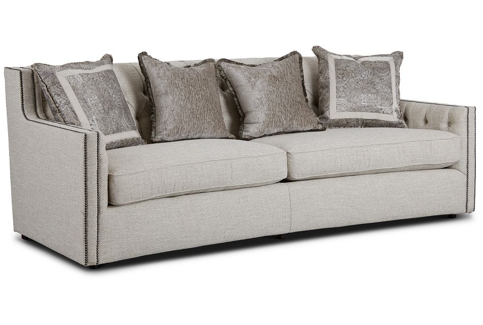 Candace Beige Fabric Sofa,  (2)