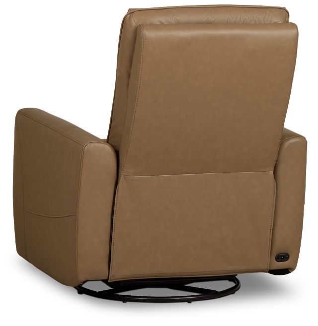 Izzy Brown Lthr/vinyl Power Swivel Glider Recliner