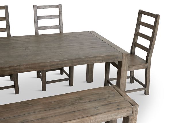 Seattle Gray Rect Table, 4 Chairs & Bench (9)