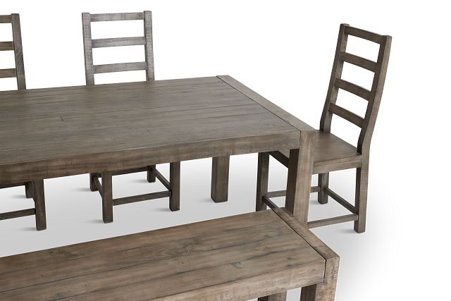 Seattle Gray Rect Table, 4 Chairs & Bench