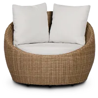 Montecito Light Tone Curved Swivel Chair With Light Beige Cushions