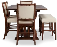 Joplin Dark Tone Extension High Table, 4 Barstools & High Bench