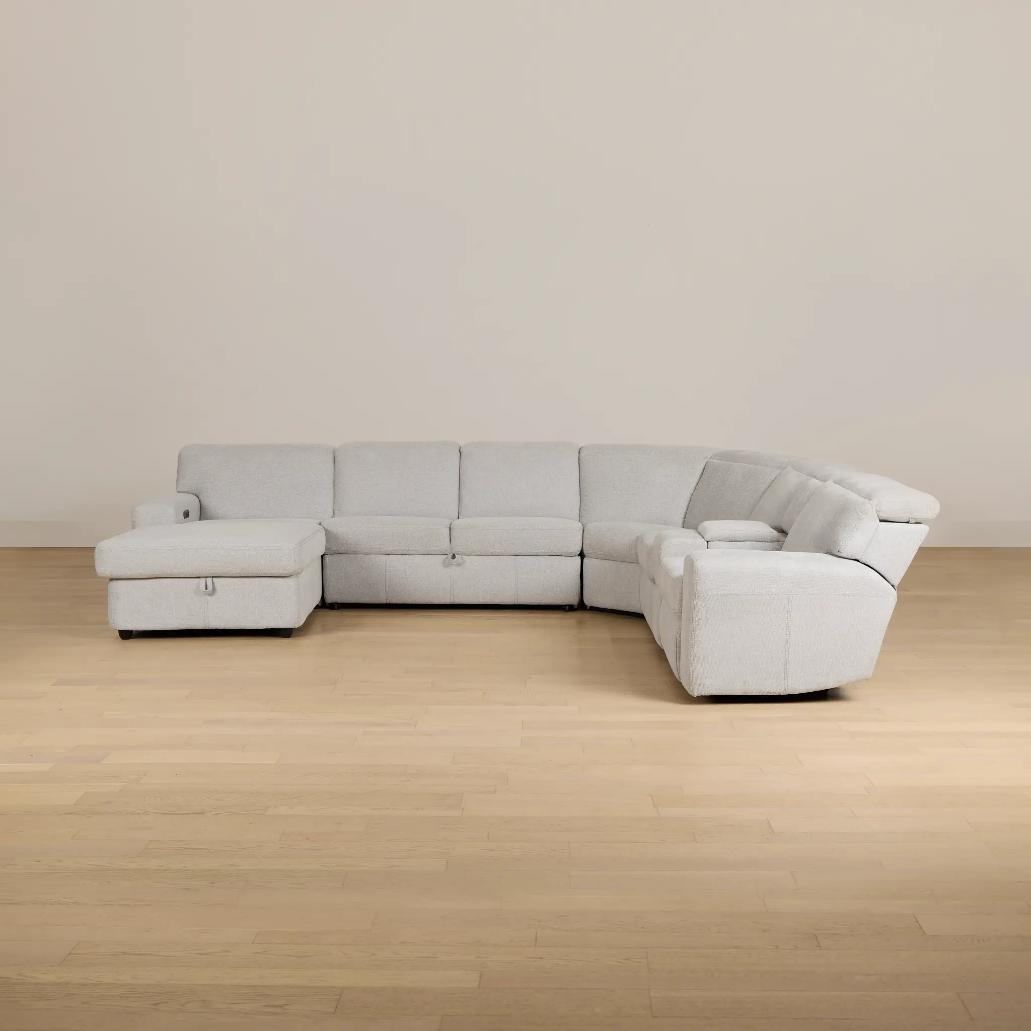 Callum Light Gray Storage Medium Left Triple Power Chaise Sleepr Sectional Callum Light Gray Storage Medium Left Triple Power Chaise Sleepr Sectional