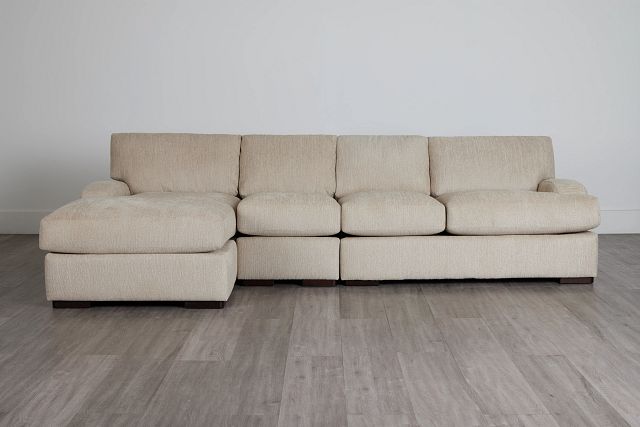 Alpha Beige Fabric Small Left Chaise Sectional