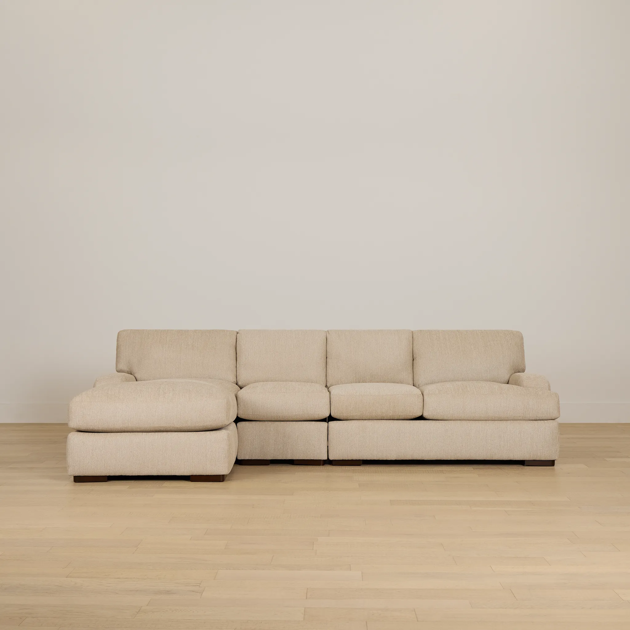 Alpha Beige Fabric Small Left Chaise Sectional