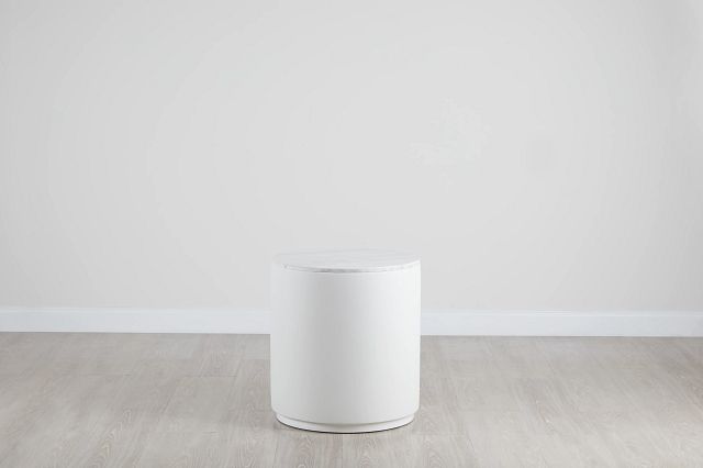 Ocean Drive White Marble Round End Table