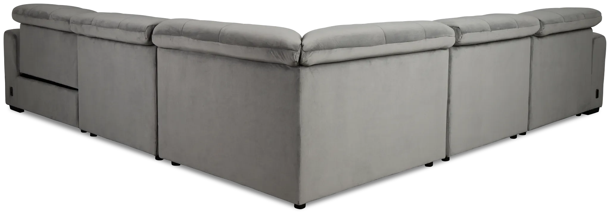 Gemma Light Gray Velvet Small Left Chaise Power Reclining Sectional