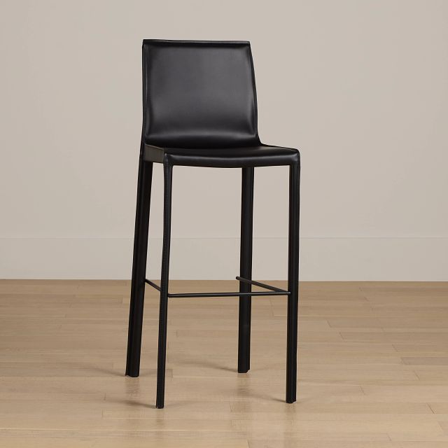 Lugo Black 30" Upholstered Barstool