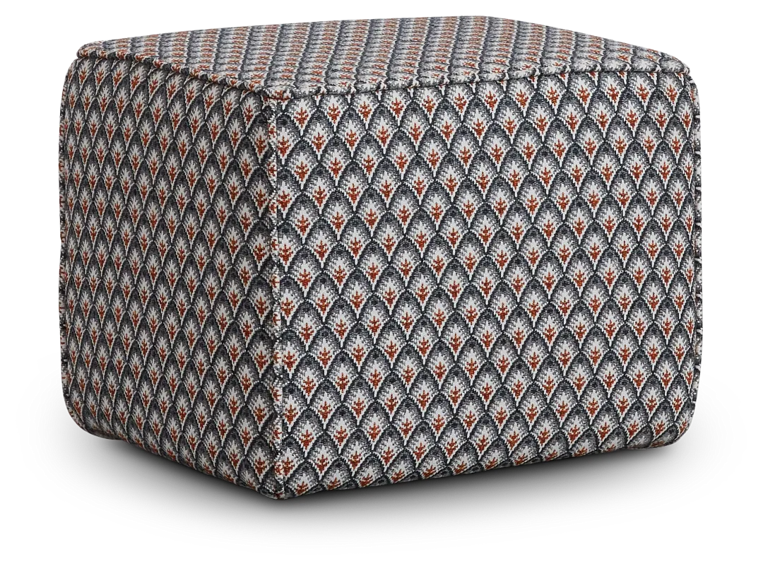 Morgan Orange Fabric Accent Pouf