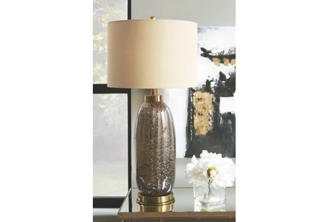 Aaronby Taupe Glass Set Of 2 Lamps