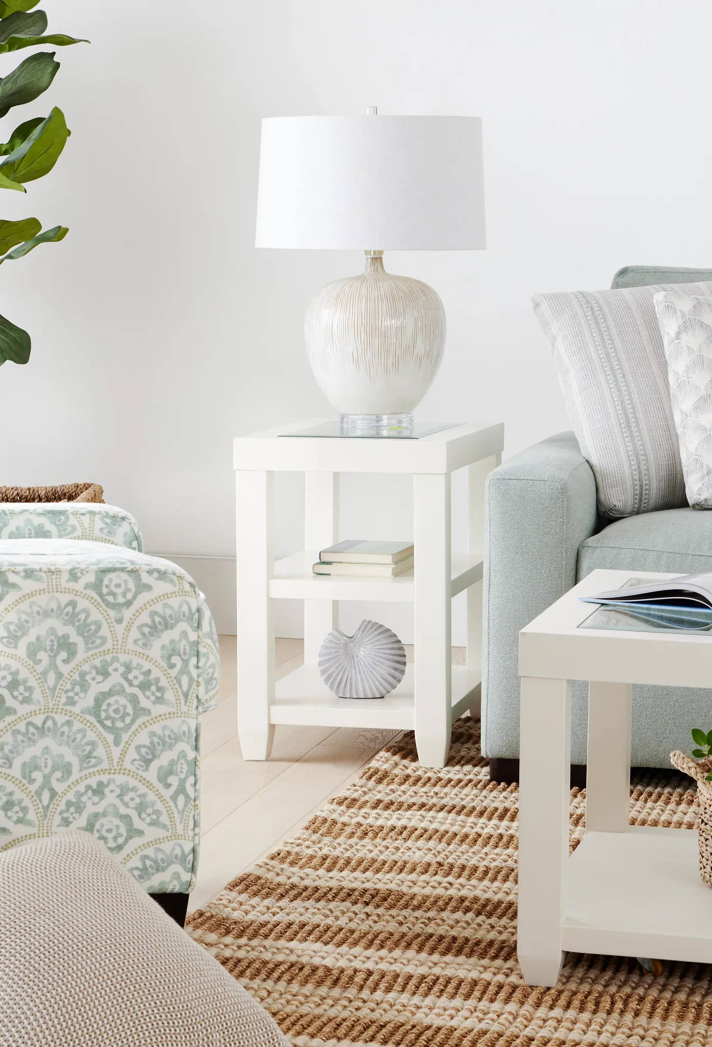 Hurley White Chairside Table