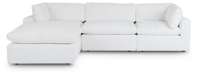 Grant White Fabric 4-piece Bumper Sectional