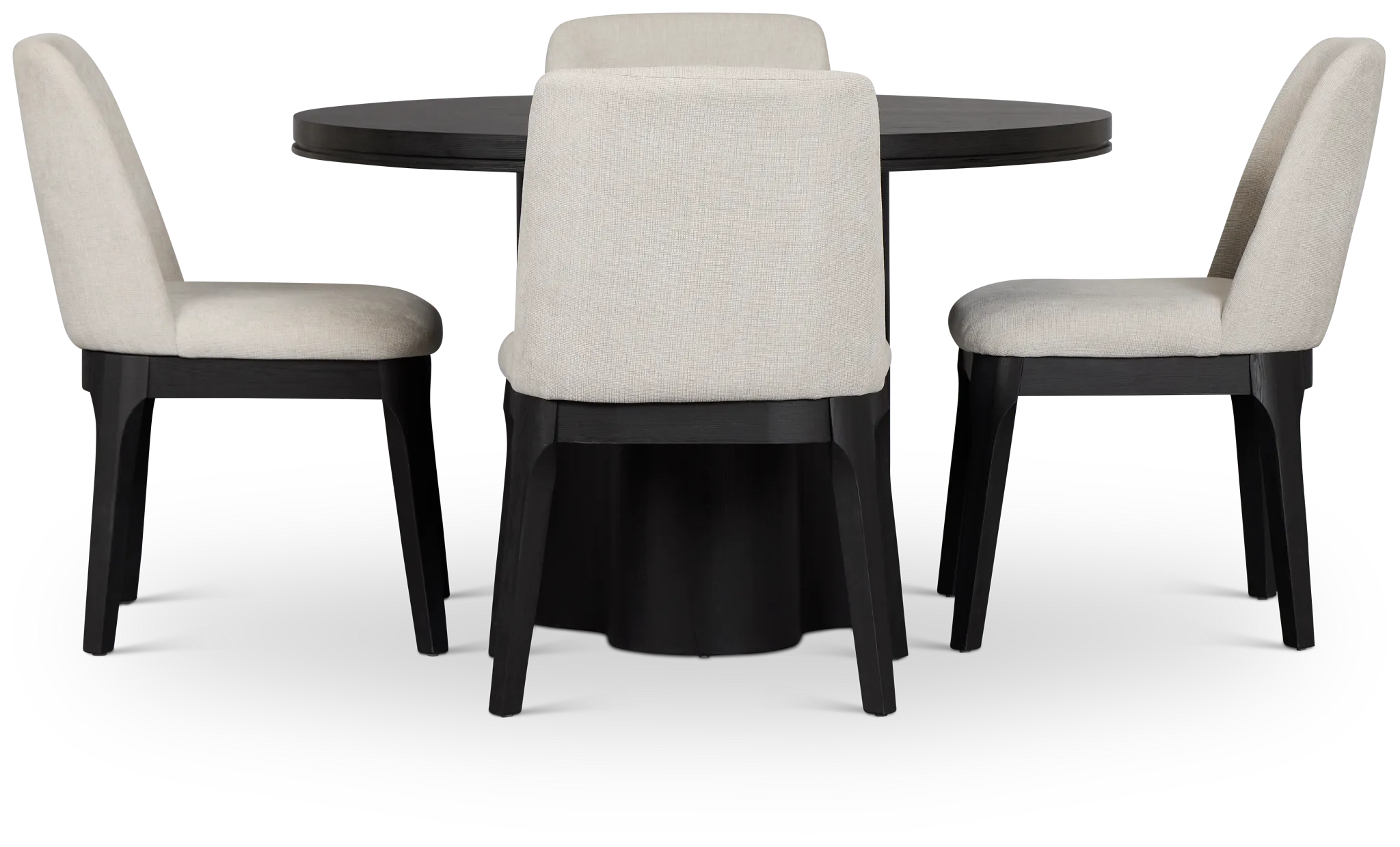 Emory Black Round Table & 4 Upholstered Chairs