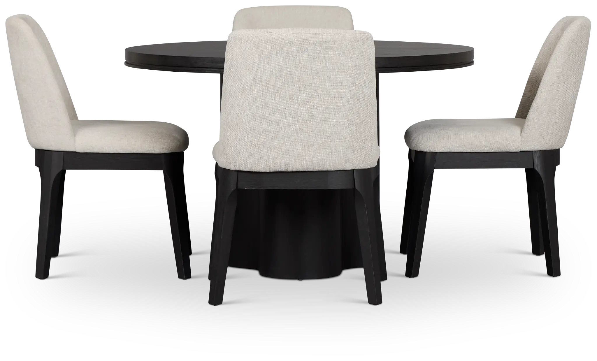 Emory Black Round Table & 4 Upholstered Chairs Emory Black Round Table & 4 Upholstered Chairs