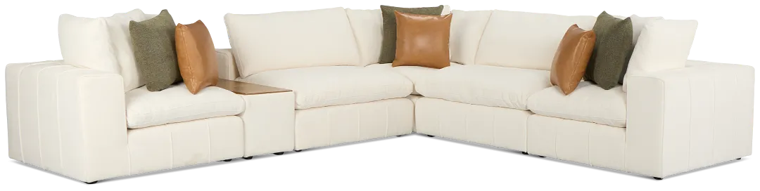 Cruz White Fabric 5-piece Modular Sectional With Console