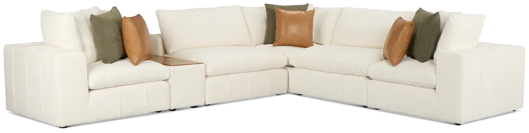 Cruz White Fabric 5-piece Modular Sectional With Console Cruz White Fabric 5-piece Modular Sectional With Console