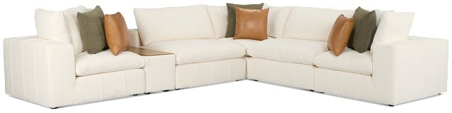 Cruz White Fabric 5-piece Modular Sectional With Console